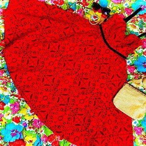 1950s inspired ASOS NWT red lace midi dress-sz 4